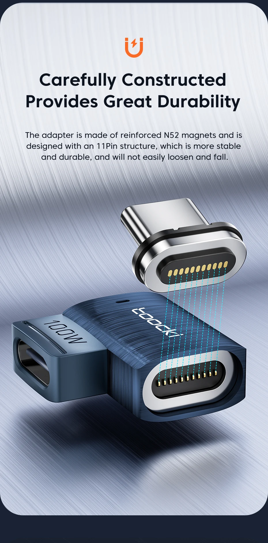 Toocki 100W Magnetic USB C Adapter USB3.0 Type C for Samsung Huawei Oneplus 5Gbps Data LED OTG Converter for Macbook iPhone 15