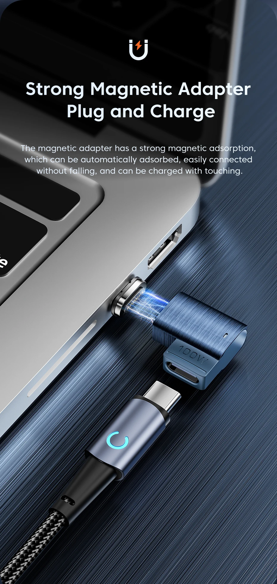 Toocki 100W Magnetic USB C Adapter USB3.0 Type C for Samsung Huawei Oneplus 5Gbps Data LED OTG Converter for Macbook iPhone 15