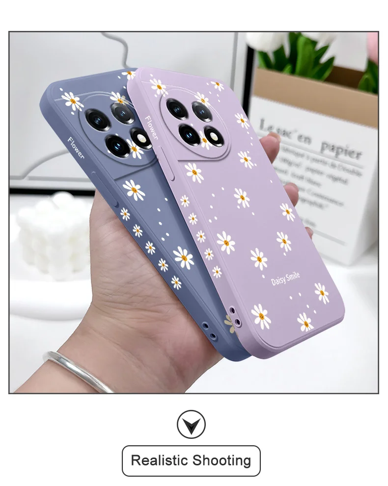 Smiling Daisy Phone Case For Oneplus 13 13R 12 12R 11 11R 10 10R 10T 9R 9RT 9 8T 8 7 7T Pro 5G Liquid Silicone Cover