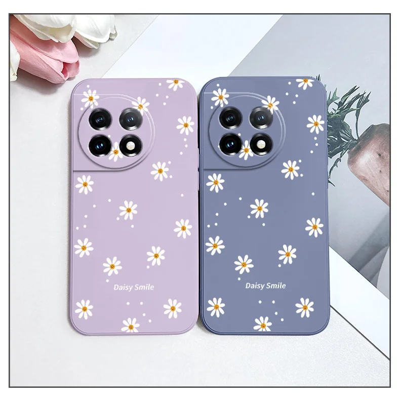 Smiling Daisy Phone Case For Oneplus 13 13R 12 12R 11 11R 10 10R 10T 9R 9RT 9 8T 8 7 7T Pro 5G Liquid Silicone Cover