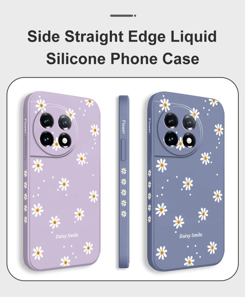 Smiling Daisy Phone Case For Oneplus 13 13R 12 12R 11 11R 10 10R 10T 9R 9RT 9 8T 8 7 7T Pro 5G Liquid Silicone Cover