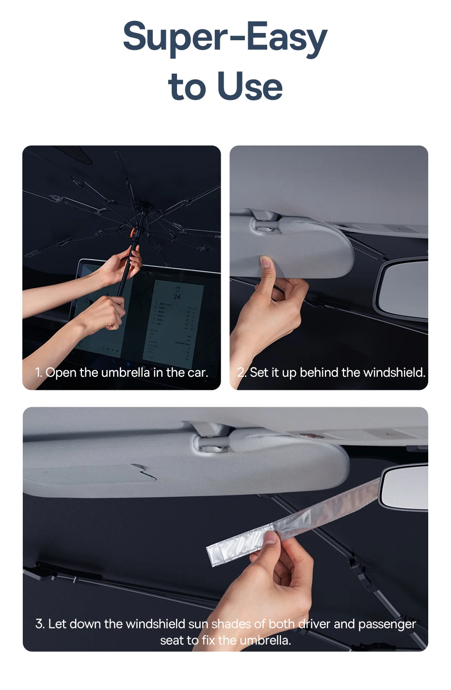Baseus Car Sun Shade Windshield Umbrella Summer UV Protection for Car Front Window Sunshades Sun Protector Accessories