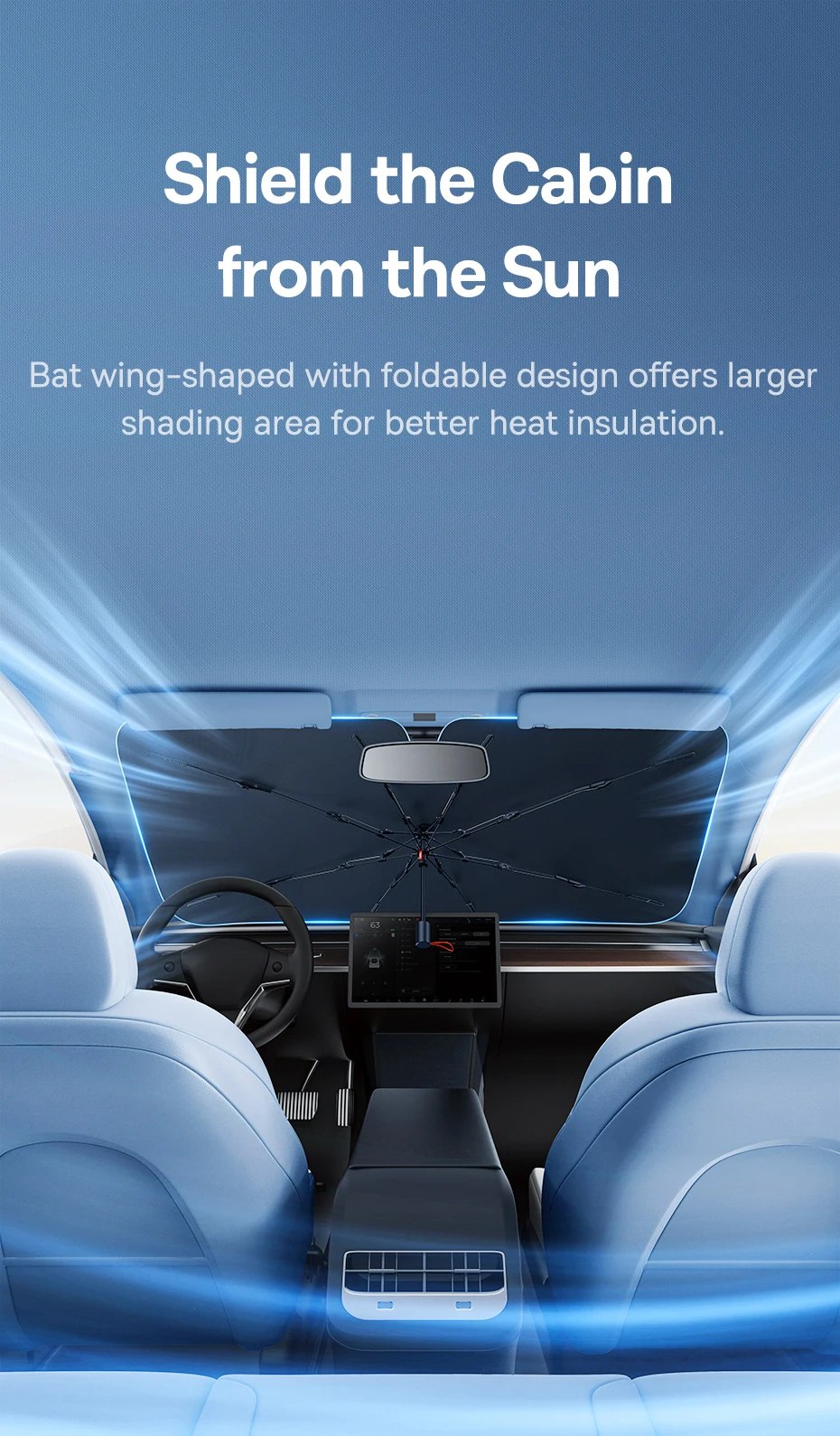 Baseus Car Sun Shade Windshield Umbrella Summer UV Protection for Car Front Window Sunshades Sun Protector Accessories