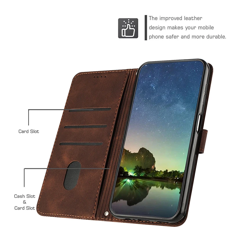 Leather Phone Case For Realme C67 C65 4G 5G C75 C71 C63 C61 C55 C53 C51 C35 C33 C25Y C20A C15 C12 C11 2021 Wallet Lanyard Cover