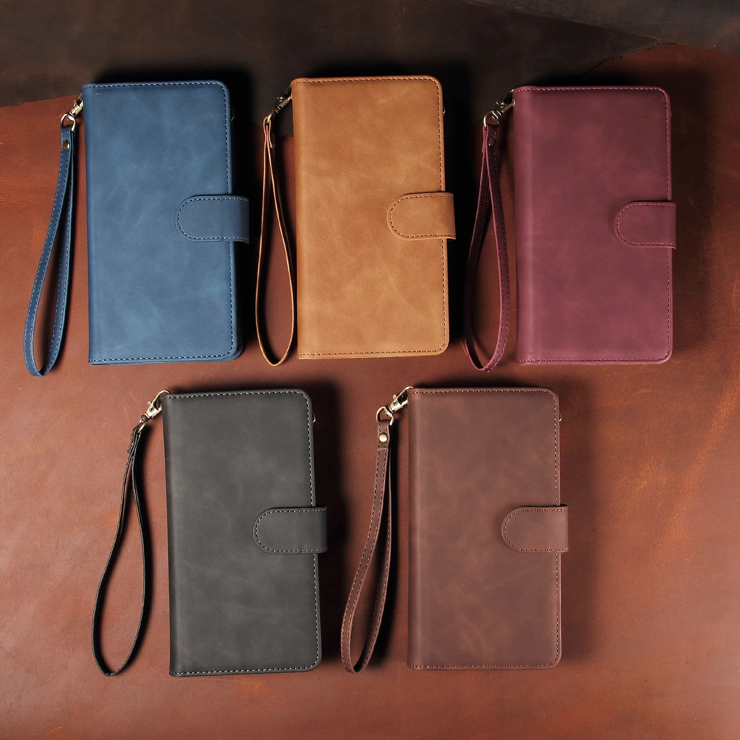 Premium Leather Wallet Case For iPhone 16 15 14 13 12 11 17 Pro Max Plus 17Air 16e Zipper Wallet Card Slots Magnetic Flip Cover