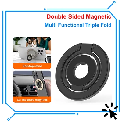 Double Sided MagSafe Phone Stand Magnetic Phone Ring Holder Kickstand Grip for Phone 15 14 Android Gym Car Holder