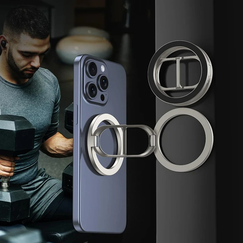 Double Sided MagSafe Phone Stand Magnetic Phone Ring Holder Kickstand Grip for Phone 15 14 Android Gym Car Holder
