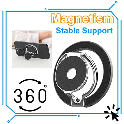 Double Sided MagSafe Phone Stand Magnetic Phone Ring Holder Kickstand Grip for Phone 15 14 Android Gym Car Holder