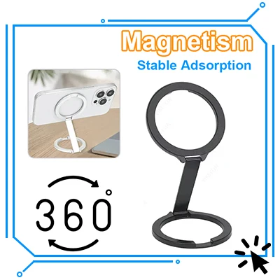 Double Sided MagSafe Phone Stand Magnetic Phone Ring Holder Kickstand Grip for Phone 15 14 Android Gym Car Holder