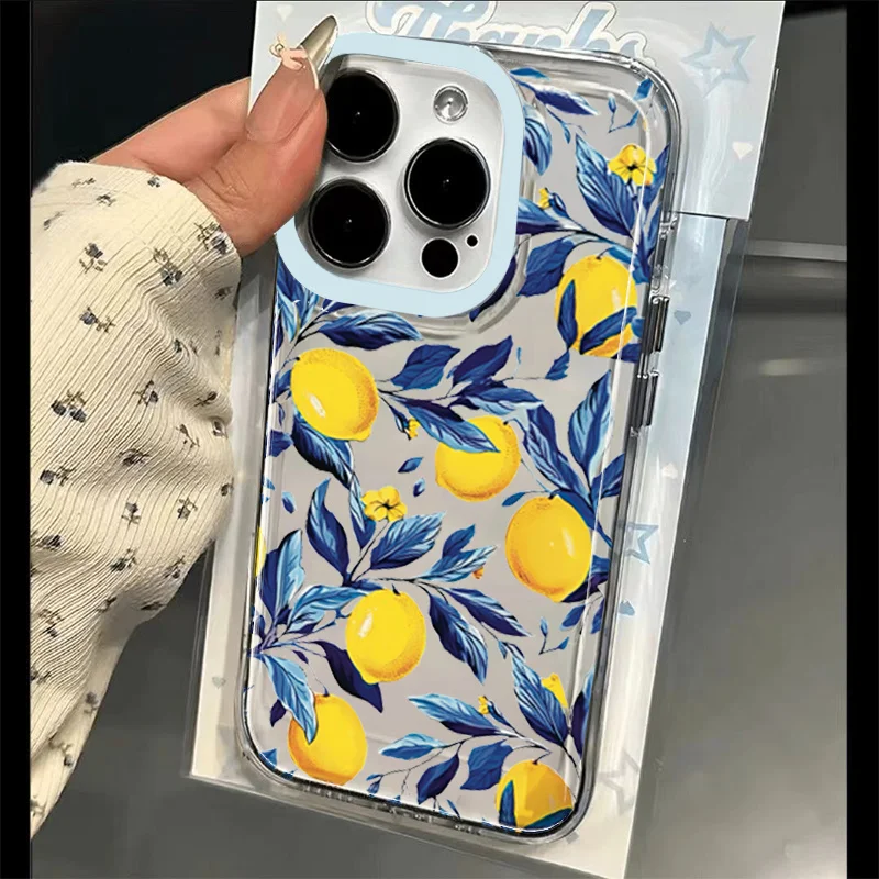 Summer Fruit Lemon Clear Phone Case For iPhone 18 17 Pro 16 15 14 13 12 11 Pro Max 16E XR XS X 17 Air Transparent Soft TPU Cover