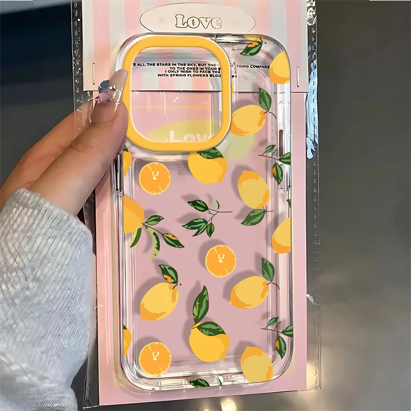 Summer Fruit Lemon Clear Phone Case For iPhone 18 17 Pro 16 15 14 13 12 11 Pro Max 16E XR XS X 17 Air Transparent Soft TPU Cover