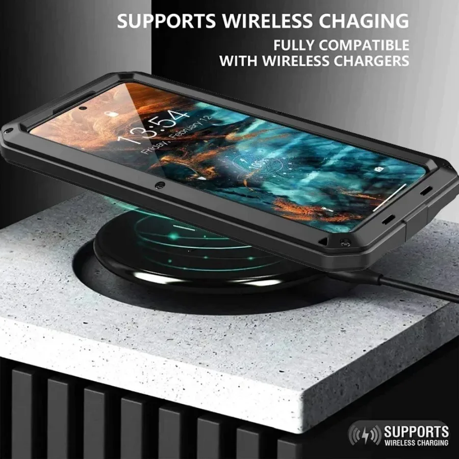Armor Aluminum Metal Case Shockproof Cover For Samsung S25 S24 S23 S22 S21 S20 Note 20 10 Ultra S10 9 8 Plus Heavy Duty Tank