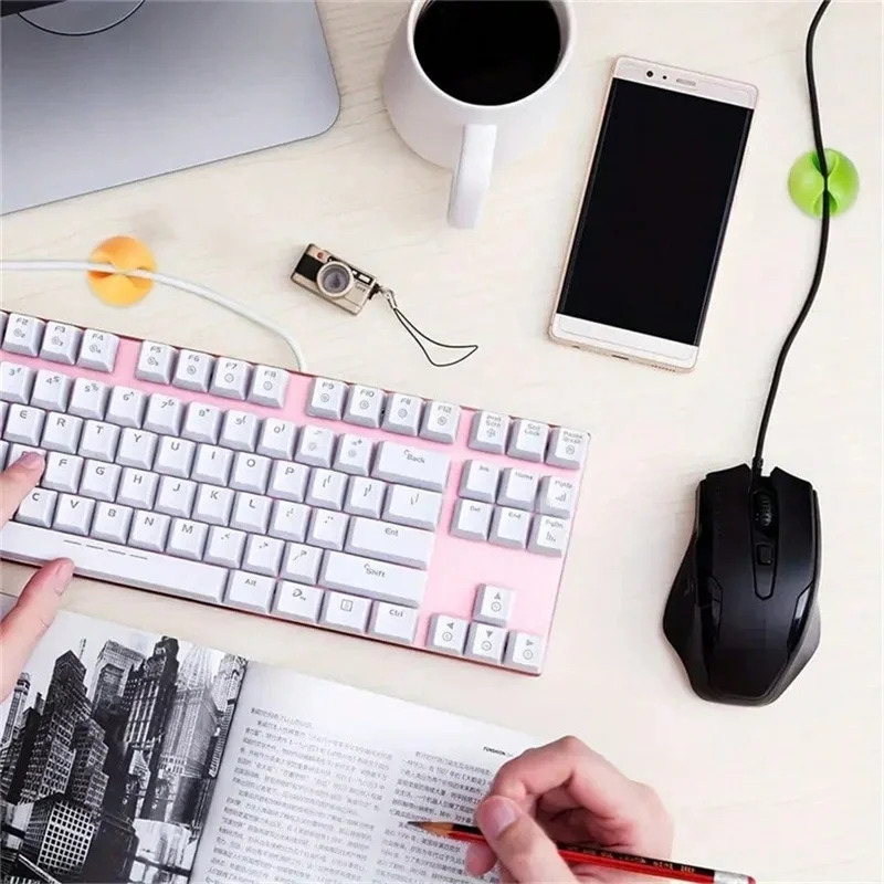 10pcs Candy Color Cable Clip Cable Holder Adhesive Wire Keeper Cord Cable Organizer for Home Office Under Desk Management