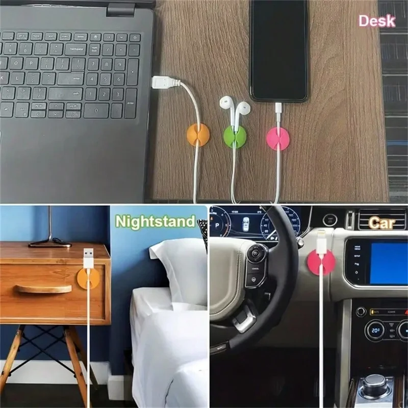 10pcs Candy Color Cable Clip Cable Holder Adhesive Wire Keeper Cord Cable Organizer for Home Office Under Desk Management