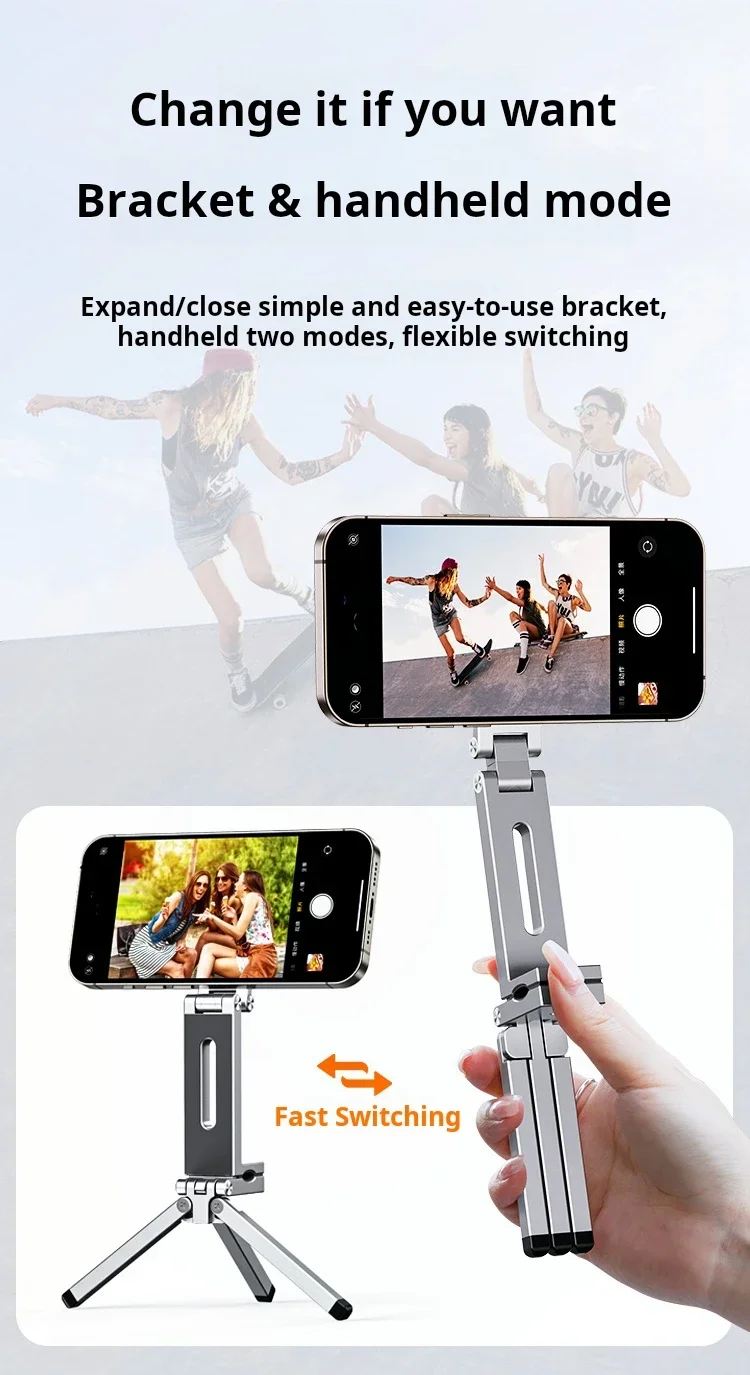 For Magsafe Plane Phone Holder Portable Magnetic Phone Holder Aluminum Alloy 360° Rotating Foldable Tripod for Travel/Car/Desk