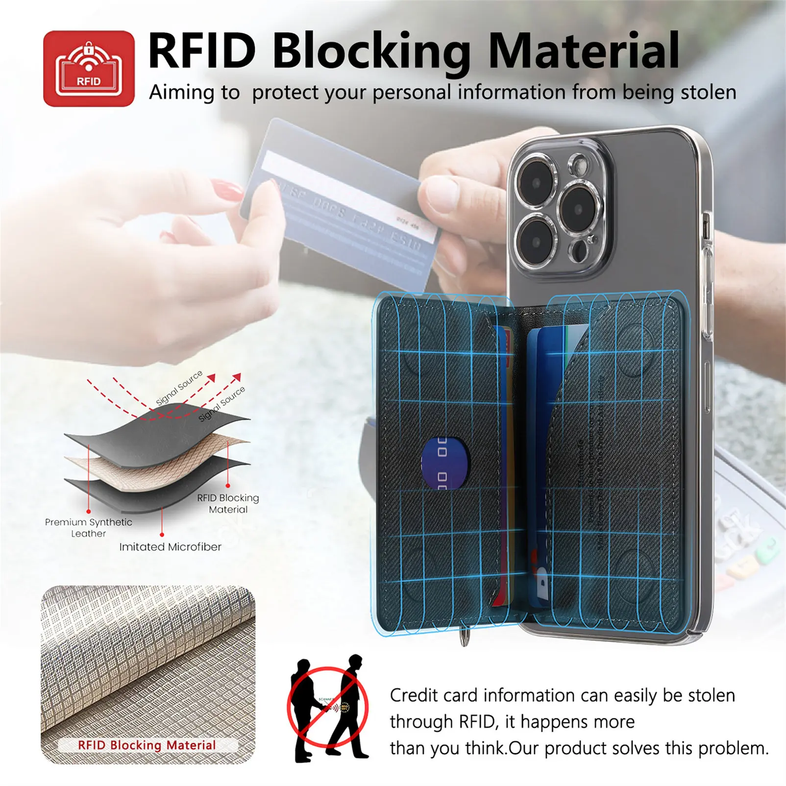 Mobile Phone Case Card Holder With PU Leather Back Sticker Card Bag Portable Zipper Wallet Stand For iPhone 16 Pro Max 15 14 13