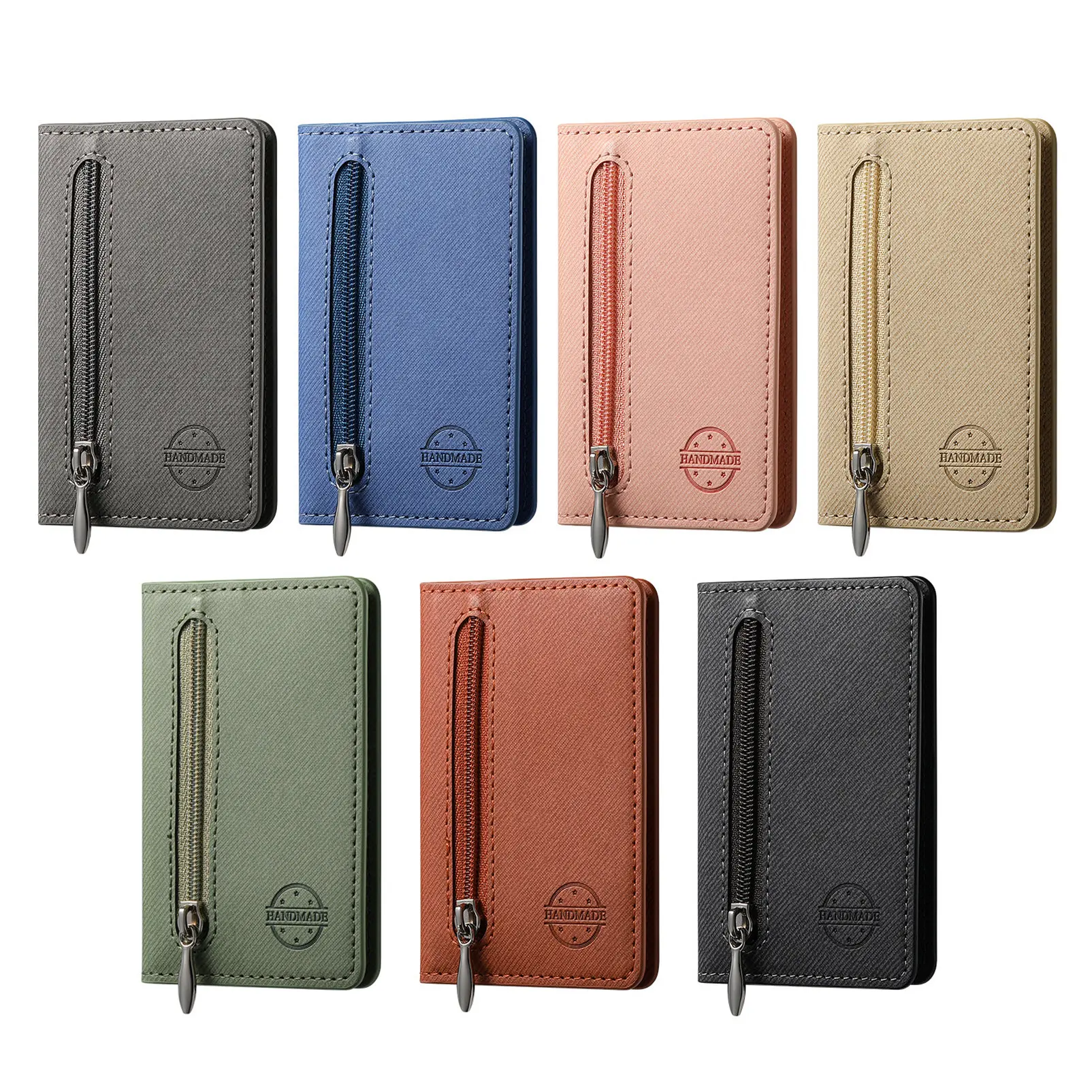 Mobile Phone Case Card Holder With PU Leather Back Sticker Card Bag Portable Zipper Wallet Stand For iPhone 16 Pro Max 15 14 13