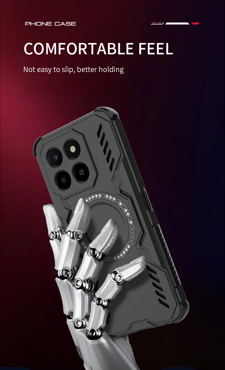 Breathable Heat Dissipation Magnetic Phone Case For Honor X6C X7C X8C Four Corner Shockproof TPU Frame Hard Plastic Back Cover