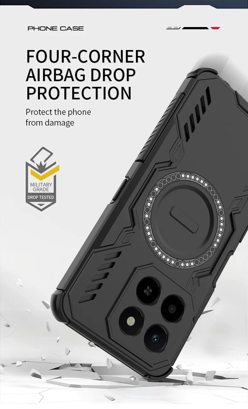 Breathable Heat Dissipation Magnetic Phone Case For Honor X6C X7C X8C Four Corner Shockproof TPU Frame Hard Plastic Back Cover