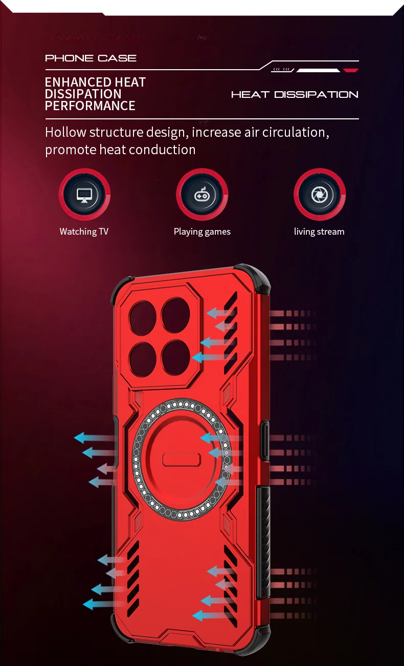 Breathable Heat Dissipation Magnetic Phone Case For Honor X6C X7C X8C Four Corner Shockproof TPU Frame Hard Plastic Back Cover