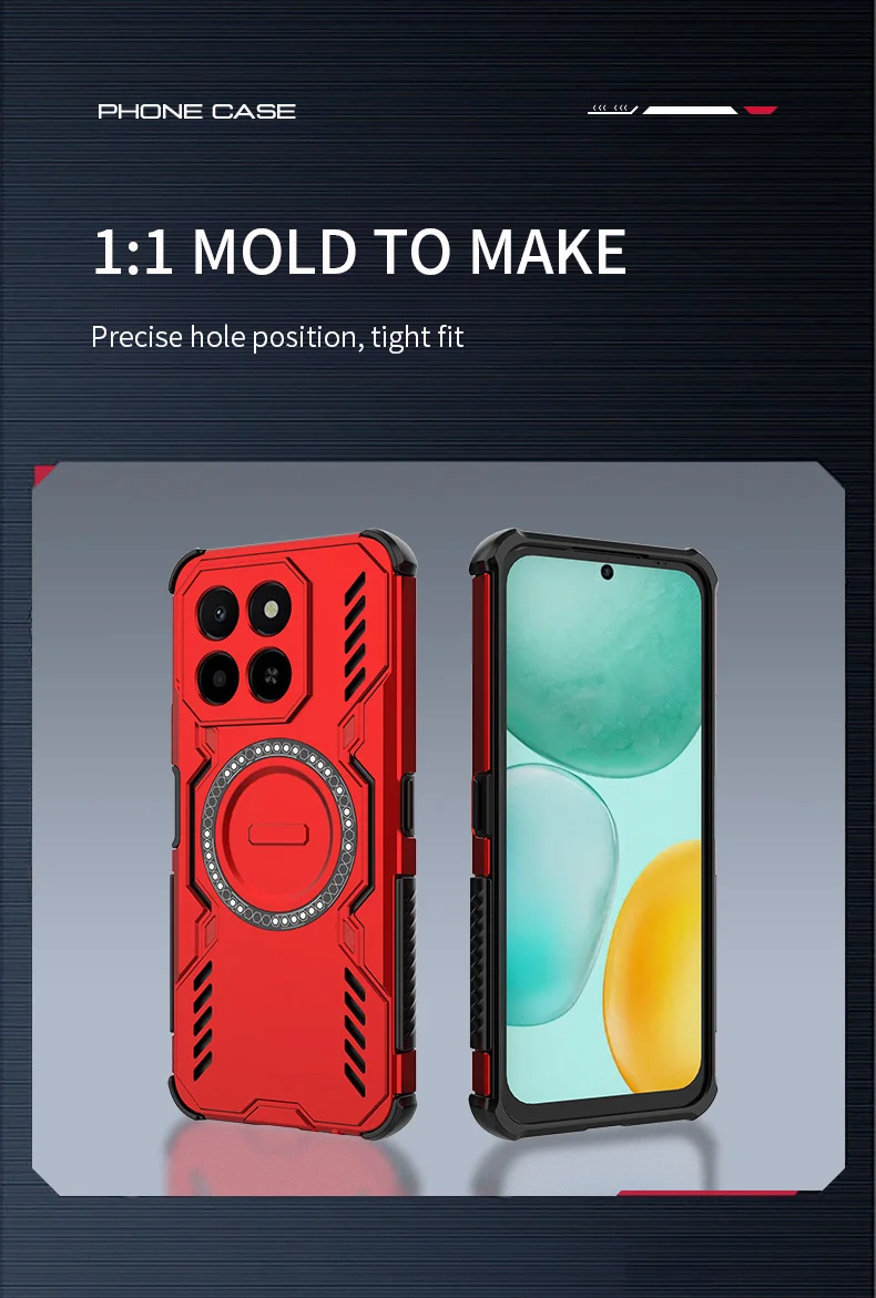 Breathable Heat Dissipation Magnetic Phone Case For Honor X6C X7C X8C Four Corner Shockproof TPU Frame Hard Plastic Back Cover