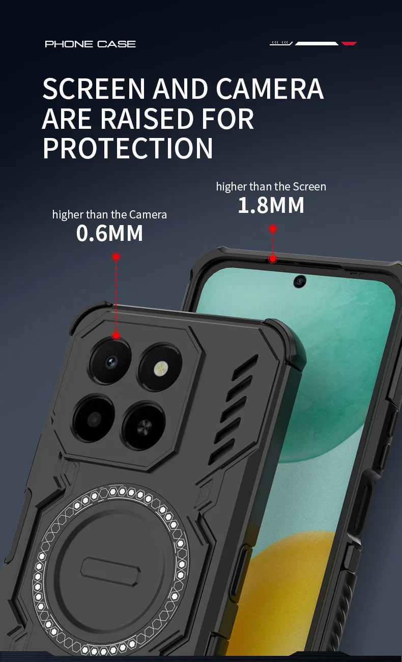 Breathable Heat Dissipation Magnetic Phone Case For Honor X6C X7C X8C Four Corner Shockproof TPU Frame Hard Plastic Back Cover