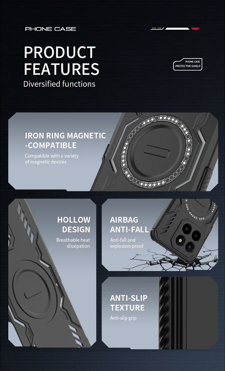 Breathable Heat Dissipation Magnetic Phone Case For Honor X6C X7C X8C Four Corner Shockproof TPU Frame Hard Plastic Back Cover