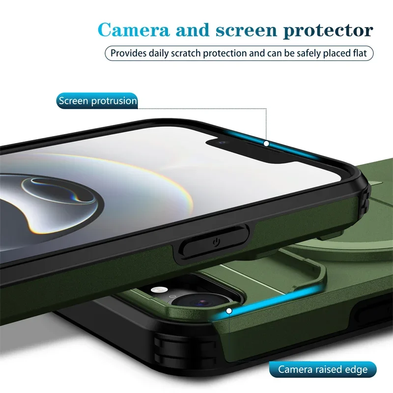 Armor Funda For iPhone 16e Case Slide Lens Protect Coque For iPhone 16 e iPhone16e For Magsafe Magnetic Wireless Charging Cover
