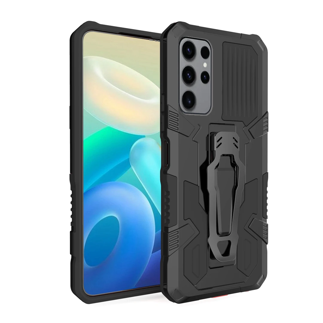 Belt Clip Armor Phone Case for Samsung Galaxy S24 S23 S22 S21 S20 FE Plus Note 20 Ultra 5G Plastic Stand Holder Cover Shockproof