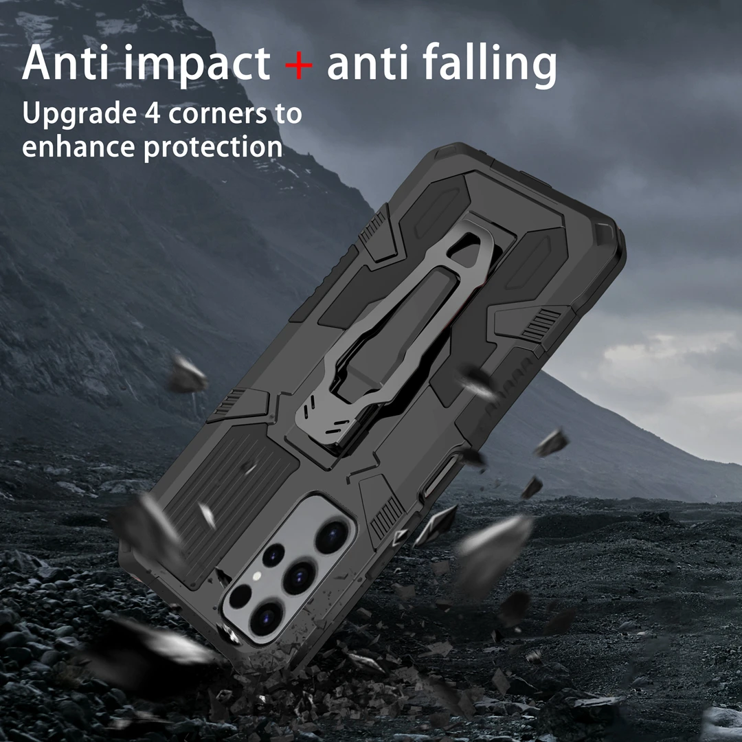 Belt Clip Armor Phone Case for Samsung Galaxy S24 S23 S22 S21 S20 FE Plus Note 20 Ultra 5G Plastic Stand Holder Cover Shockproof