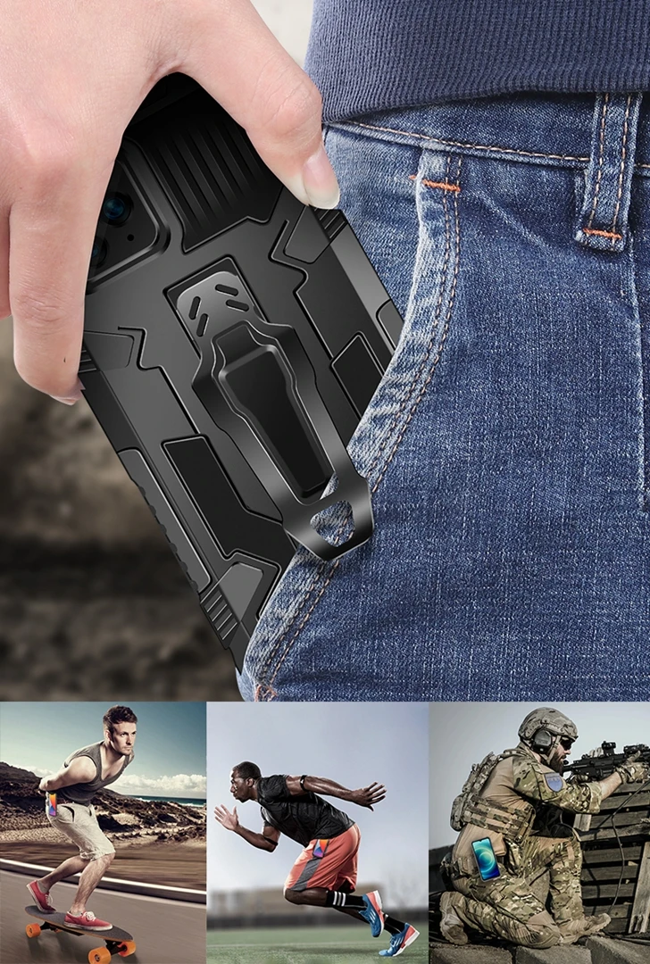 Belt Clip Armor Phone Case for Samsung Galaxy S24 S23 S22 S21 S20 FE Plus Note 20 Ultra 5G Plastic Stand Holder Cover Shockproof