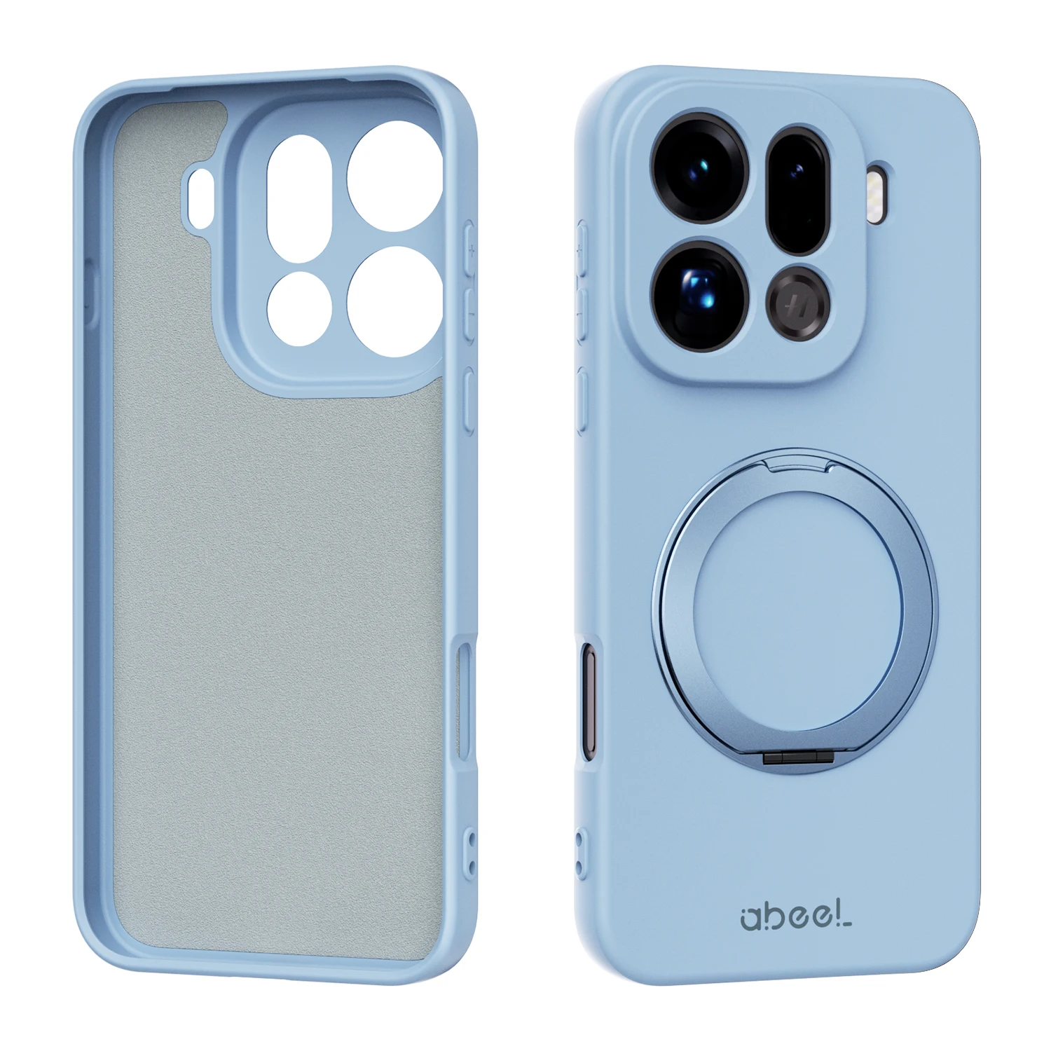 For OPPO Find X9 Pro Case Hand Feel Liquid Silicone Magsafe Ring Holder inner Fur Soft Mobile Phone Cover