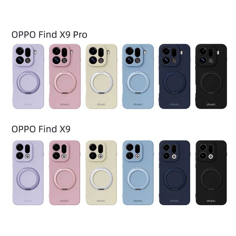 For OPPO Find X9 Pro Case Hand Feel Liquid Silicone Magsafe Ring Holder inner Fur Soft Mobile Phone Cover