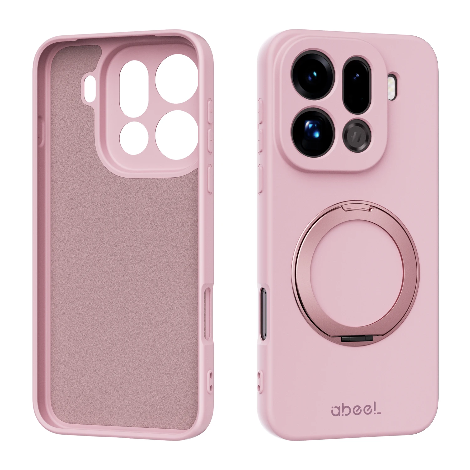 For OPPO Find X9 Pro Case Hand Feel Liquid Silicone Magsafe Ring Holder inner Fur Soft Mobile Phone Cover