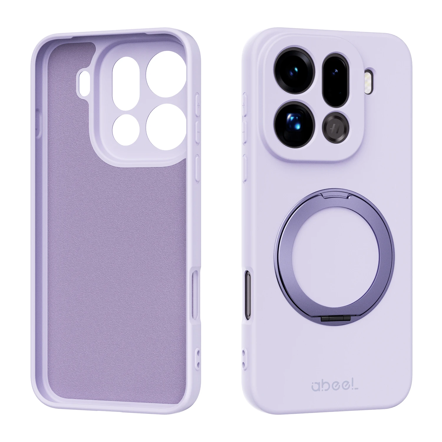 For OPPO Find X9 Pro Case Hand Feel Liquid Silicone Magsafe Ring Holder inner Fur Soft Mobile Phone Cover