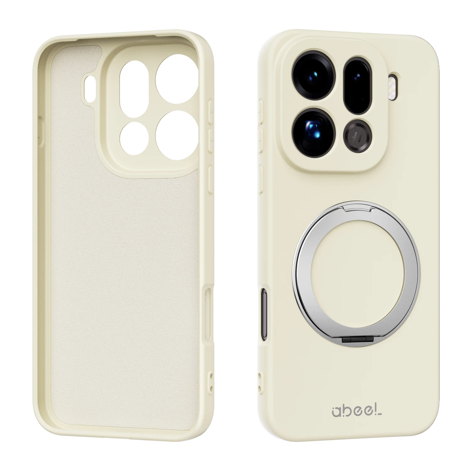 For OPPO Find X9 Pro Case Hand Feel Liquid Silicone Magsafe Ring Holder inner Fur Soft Mobile Phone Cover