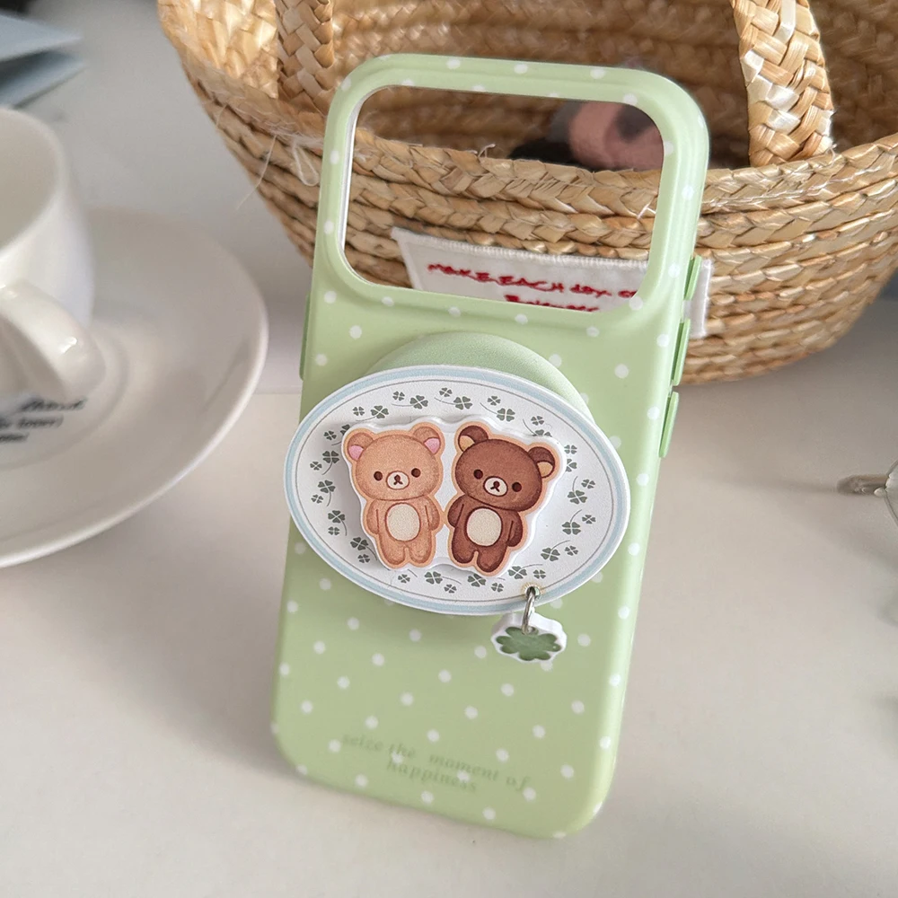 Ins Simple Polka Dot Magnetic Phone Case for iPhone 17pro 16 17 Promax 15Pro Max Cover with Magsafe Holder Shockproof Funda