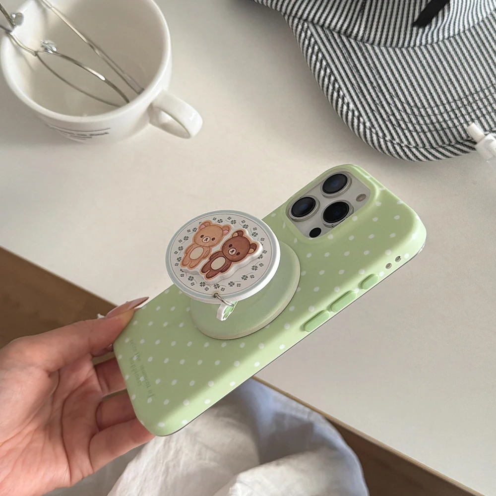 Ins Simple Polka Dot Magnetic Phone Case for iPhone 17pro 16 17 Promax 15Pro Max Cover with Magsafe Holder Shockproof Funda