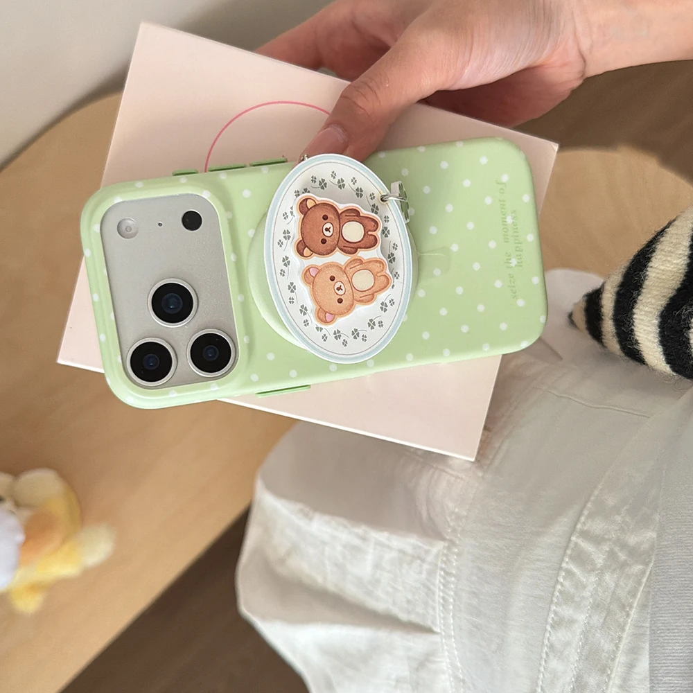 Ins Simple Polka Dot Magnetic Phone Case for iPhone 17pro 16 17 Promax 15Pro Max Cover with Magsafe Holder Shockproof Funda