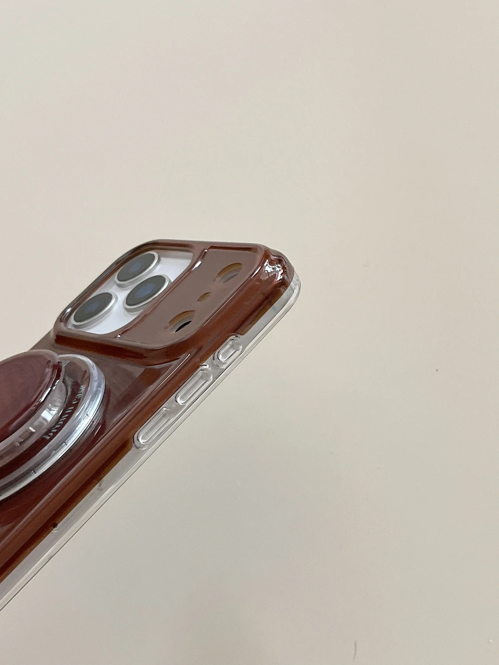 Vintage Brown Magnetic Grip Tok Phone Case for iPhone 17 16 15 14 13 Pro Max Wireless Charge For Magsafe Stand Holder Back Cover