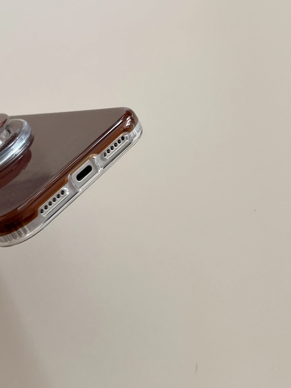 Vintage Brown Magnetic Grip Tok Phone Case for iPhone 17 16 15 14 13 Pro Max Wireless Charge For Magsafe Stand Holder Back Cover