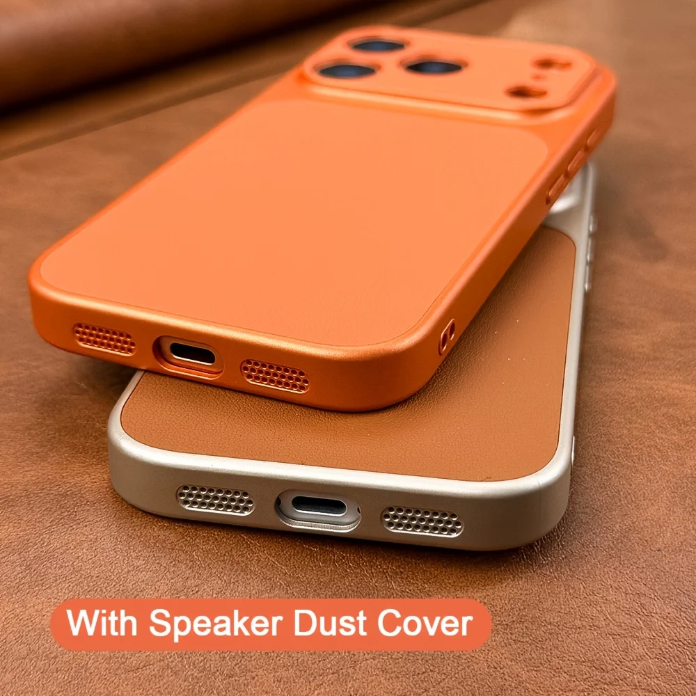 Brand New Luxury Upgrade Model Orange Retro Faux Leather Phone CaseiPhone 17Air 16 15 14  17Pro 17PromaxSoft Edge Hard Case