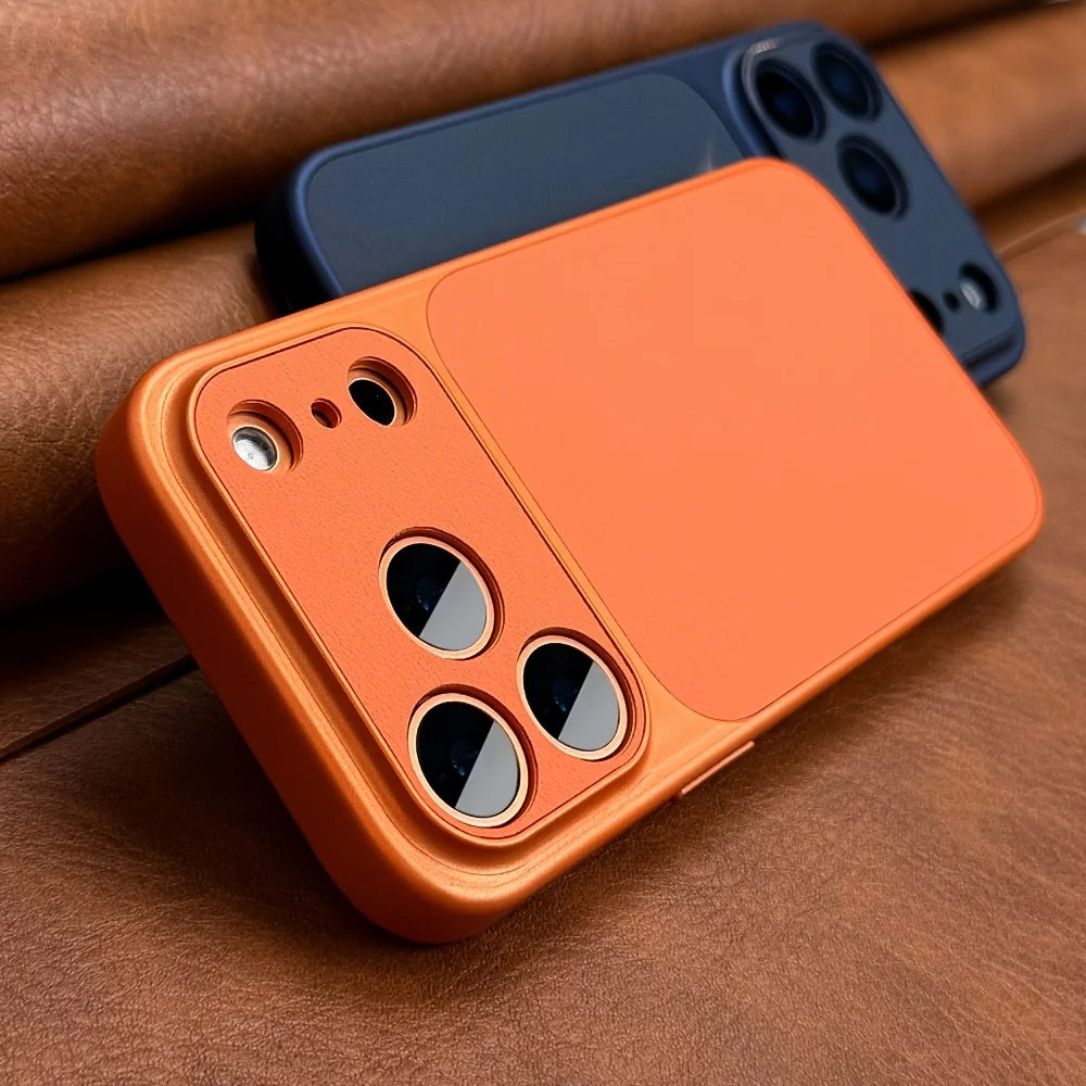 Brand New Luxury Upgrade Model Orange Retro Faux Leather Phone CaseiPhone 17Air 16 15 14  17Pro 17PromaxSoft Edge Hard Case