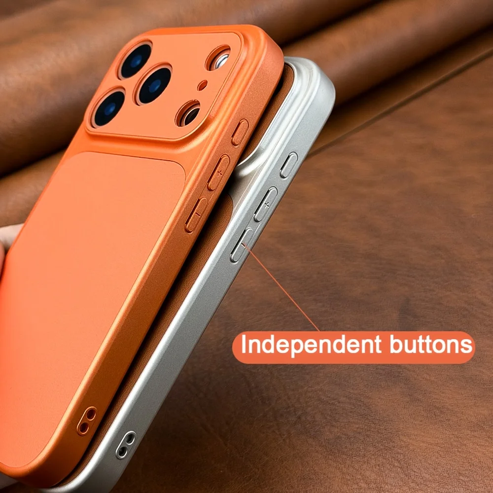 Brand New Luxury Upgrade Model Orange Retro Faux Leather Phone CaseiPhone 17Air 16 15 14  17Pro 17PromaxSoft Edge Hard Case