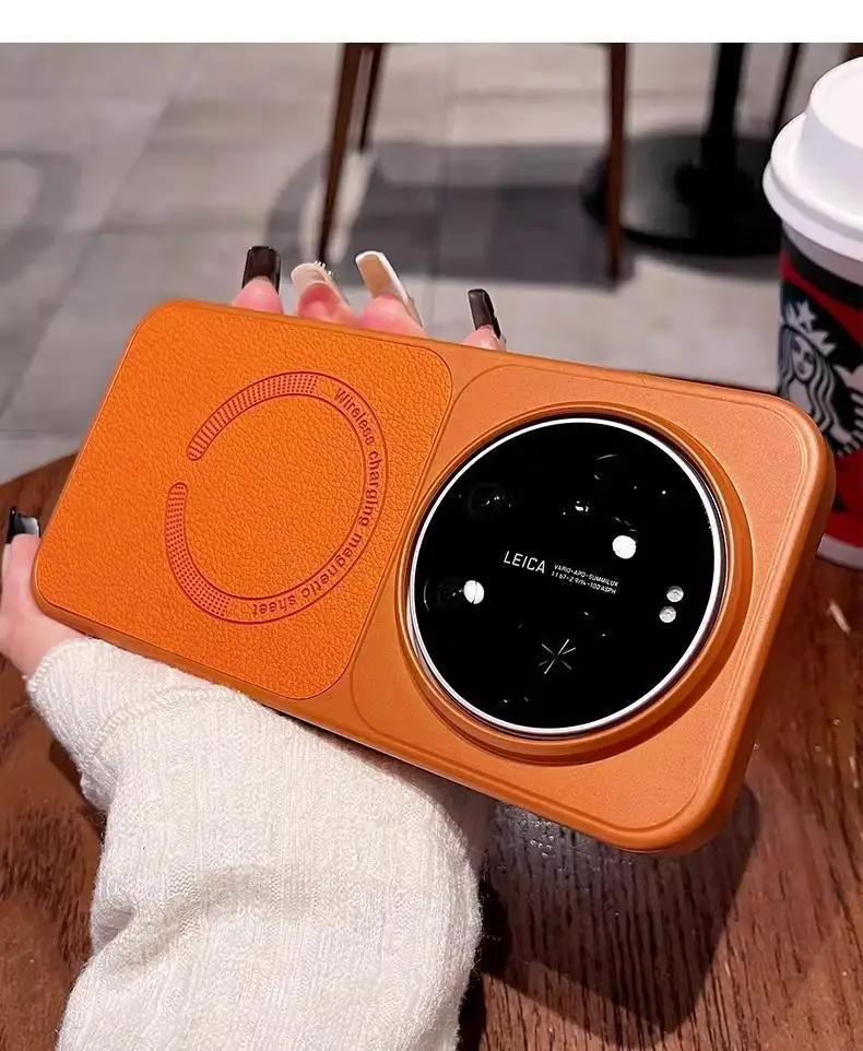 For Xiaomi MI 17 Ultra Leica Case Luxury Plated Leather Magnetic Scrub cover For Xiaomi 17 Ultra Skin Friendly Bumper Funda