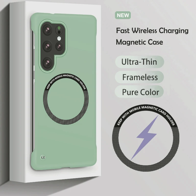 Ultra Slim Magnetic Frameless Solid Color Phone Case for Samsung S26 S25 FE Edge S24 S23 S22 S21 FE Plus Ultra Magsafe Cover