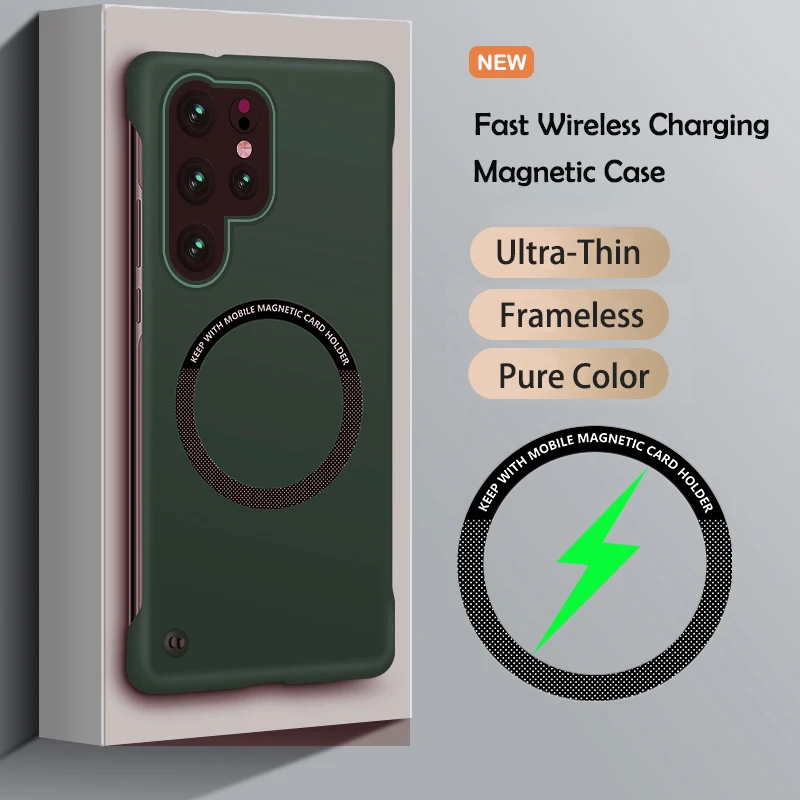 Ultra Slim Magnetic Frameless Solid Color Phone Case for Samsung S26 S25 FE Edge S24 S23 S22 S21 FE Plus Ultra Magsafe Cover
