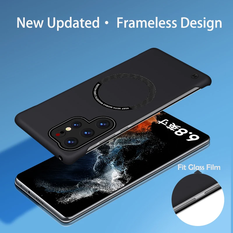 Ultra Slim Magnetic Frameless Solid Color Phone Case for Samsung S26 S25 FE Edge S24 S23 S22 S21 FE Plus Ultra Magsafe Cover
