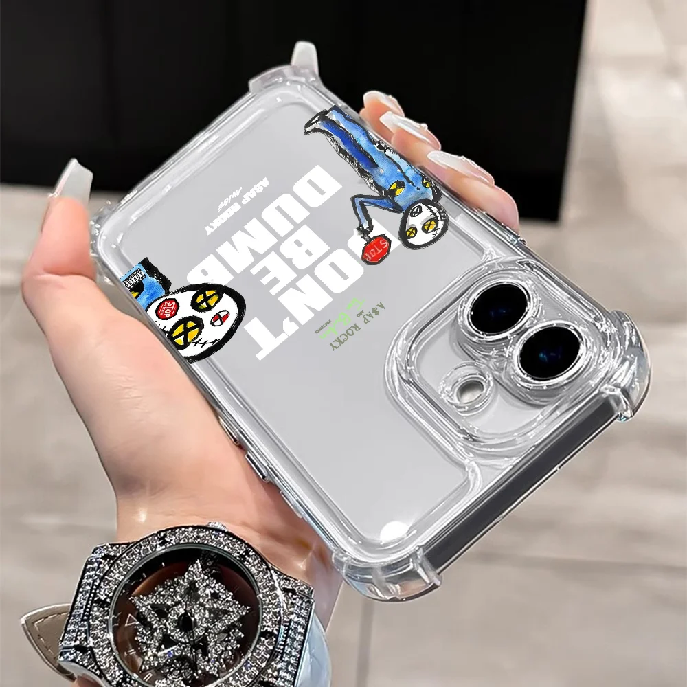A-A$AP R-Rocky Phone Case For iPhone 17 16e 16 15 14 13 12 11 Mini Air Pro Max X XR XSMax 7 8 Plus Anti Fall Transparent Cover