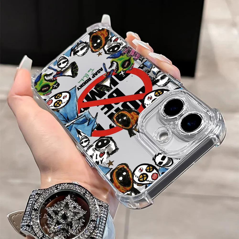 A-A$AP R-Rocky Phone Case For iPhone 17 16e 16 15 14 13 12 11 Mini Air Pro Max X XR XSMax 7 8 Plus Anti Fall Transparent Cover